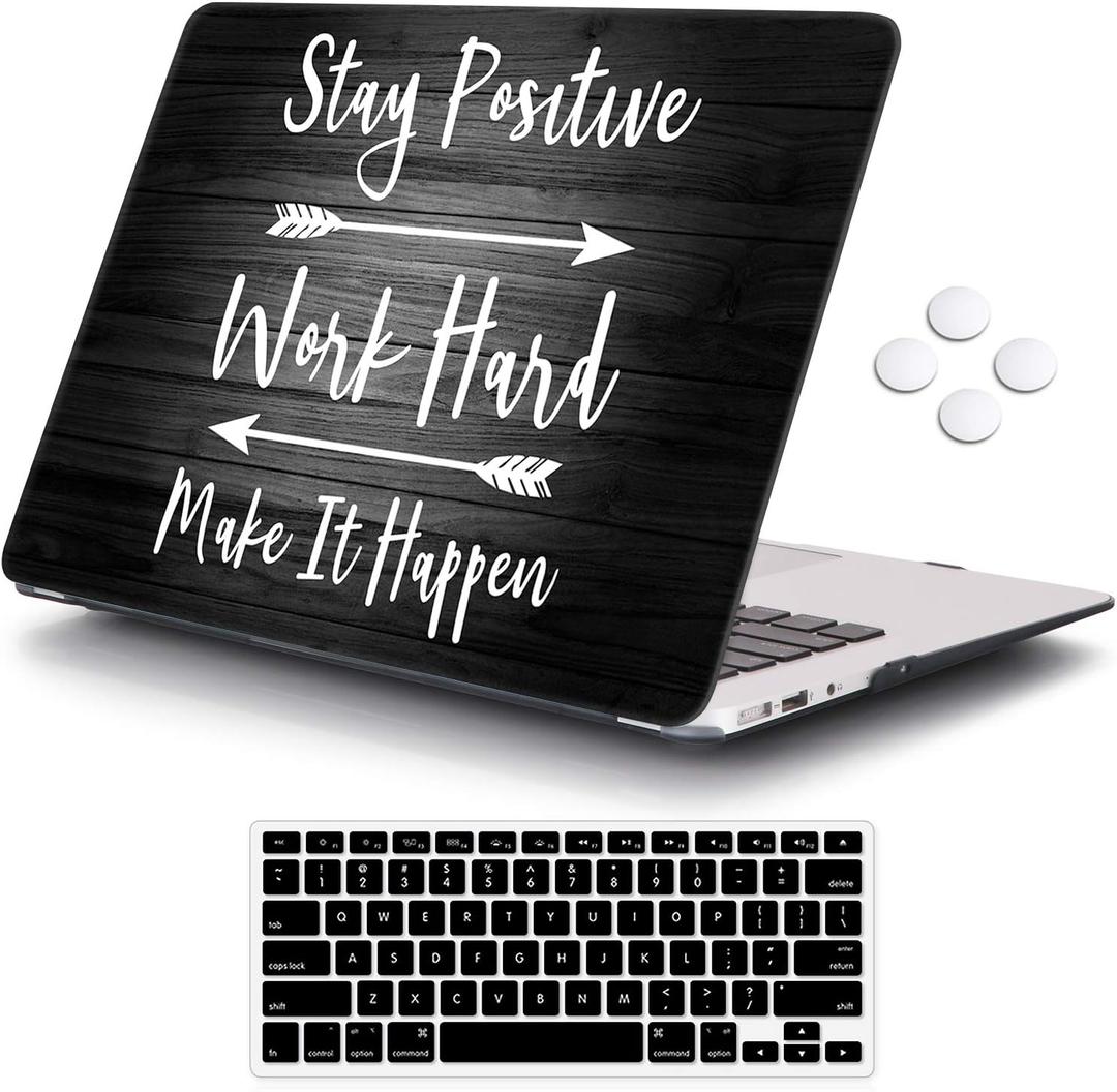iCasso Compatible with MacBook Air 13 inch Case (Release 2010-2017 Older Version), Hard Shell Plastic Protective Case & Keyboard Cover Only for MacBook Air 13 Inch Model A1369/A1466 - Stay Positive