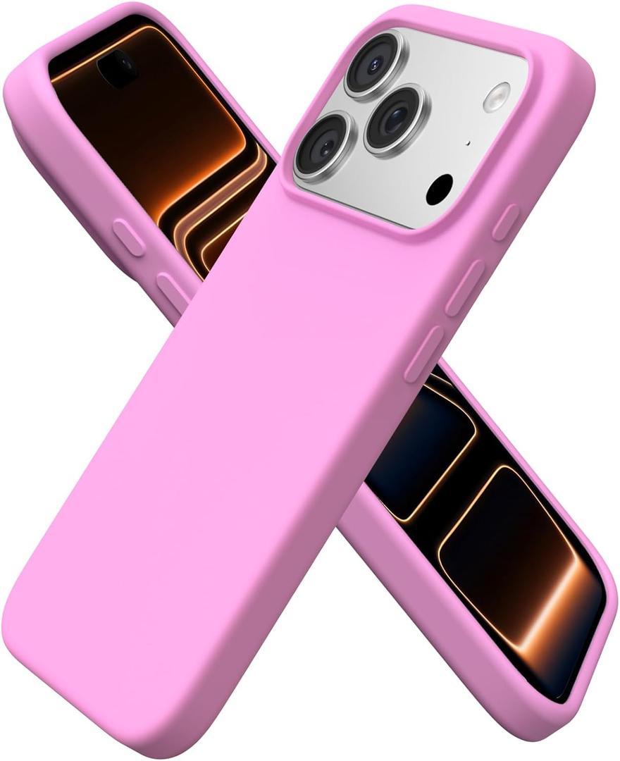 ORNARTO Compatible with iPhone 17 Pro Case 6.3", Slim Liquid Silicone 4 Layers Full Covered Soft Gel Rubber Shockproof Cover, Protective Phone Case for iPhone 17 Pro-Cherry Blossom