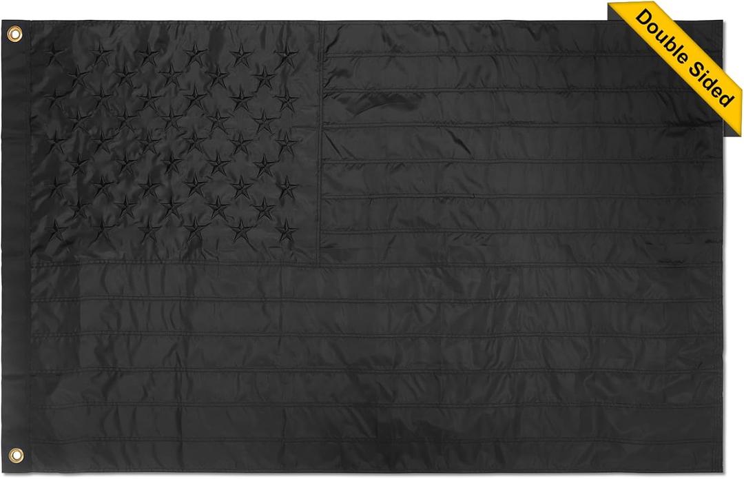 Premium Black American Flag,Durable Black Flags 3x5 Outdoor,Heavy Duty BlackUS Flags Vivid Color and Weatherproof Weather Resistant Flag with Two Brass Grommets