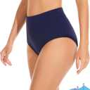 OVRUNS Period Swimwear Leakproof Bikini Brief Bottoms Waterproof Menstrual Swim Bottoms for Teens, Girls, Women (Blue), L