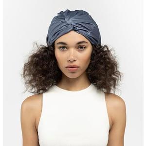 Essentials by Clementine Organic Hair Bonnet in Blue Lagoon | Silver Ion Silk Lined Bamboo Sleep Cap for Frizz-Free, Curly Hair, and Scalp Health
