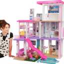 Barbie Dreamhouse (3.75-ft) 3-Story Dollhouse Playset with Pool & Slide, Party Room, Elevator, Puppy Play Area, Customizable Lights & Sounds, 75+ Pieces, Gift for 3 to 7 Year Olds 