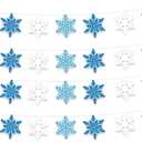 Whaline 4Pcs Snowflake Felt Banner White Blue Snowflake Garland Winter Bunting Garland for Christmas Winter Holiday Hanging Decoration