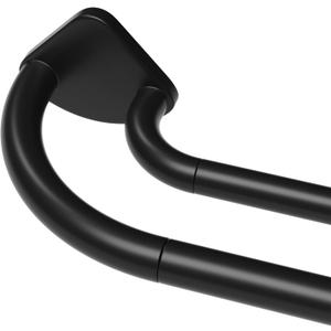 Black Double Curtain Rod 38 to 62 Inches, Blackout Wrap Around Curtain Rod for Windows, 6/8 Inch Room Darkening Telescoping Double Drapery Rod, Easy Install for Rentals & Apartments