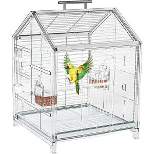 20.5 inch Small Bird Cage, Parrot Cage, Portable Bird Carrier, Travel Carrier Cage for Home, Outing, Pet Clinic, Temporary Placement, for Small Medium Birds(White)