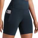 CRZ YOGA Butterbreeze Athletic Biker Shorts Pockets 6'' - High Waist Workout Gym Volleyball Running Yoga Womens (Medium, True Navy)