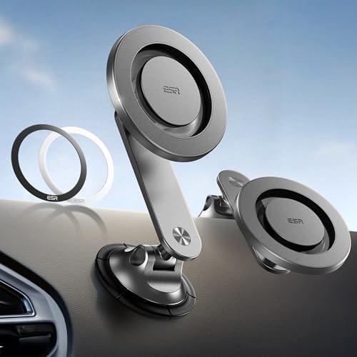 ESR for MagSafe Car Mount, Dashboard Magnetic Phone Holder for Car, 360° Rotation,Car Phone Holder Mount for iPhone 16/16e/15/14/13/12, Galaxy S25, Strong Magnets,Car Accessories(with 2 Mental Rings)