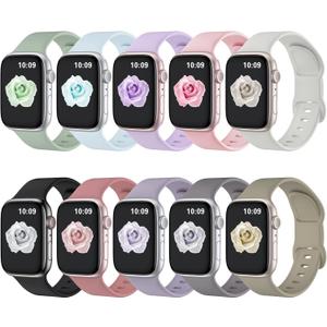 10 Pack Sport Bands Compatible with Apple Watch Band 38mm 40mm 41mm 42mm 44mm 45mm 46mm 49mm Women Men, Soft Silicone Waterproof Strap for Apple Watch SE Ultra iWatch Series 10 9 8 7 6 5 4 3 (Flannel Grey/Vintage Rose/Brick Blue/Ash Rose/Pale Blue/Sage Green/Black/Starlight/Milk Tea/Lavender Purple)