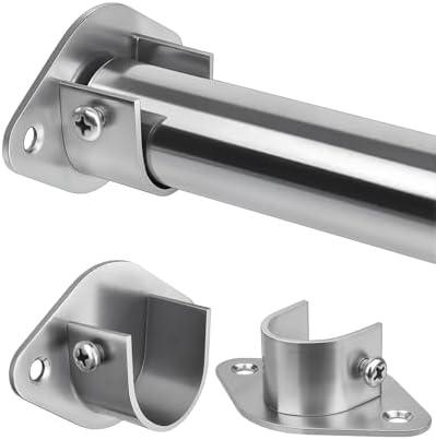 Closet Rod, 17 to 76 Inch Heavy Duty Adjustable Metal Clothing Rack for Hanging Clothes, Closet Poles for Wardrobes, Laundry, Durable Steel, Silver