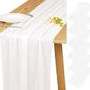 Velvet Table Runner 20 x 120 Inches 10ft Luxurious Thick Soft Velvet Christmas Thanksgiving Wedding Reception Table Runner for Party Reception Decorations(Ivory, 6 Pack)