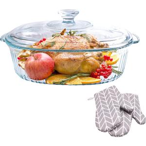 Casserole Dish With Lid - 3qt Glass Baking Dishes For Oven - Clear oval Glass Casserole Dish - Cookware For Cooking, Baking, Serving