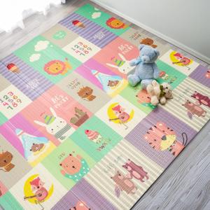 Sorbus Foldable Baby Play Mat, Kids Foam Mats for Floor with Travel Bag - Waterproof Foldable Play Mats for Babies, Infants, Toddlers, and Kids Playtime & Tummy Time 78x70x0.4 (Safari Party)