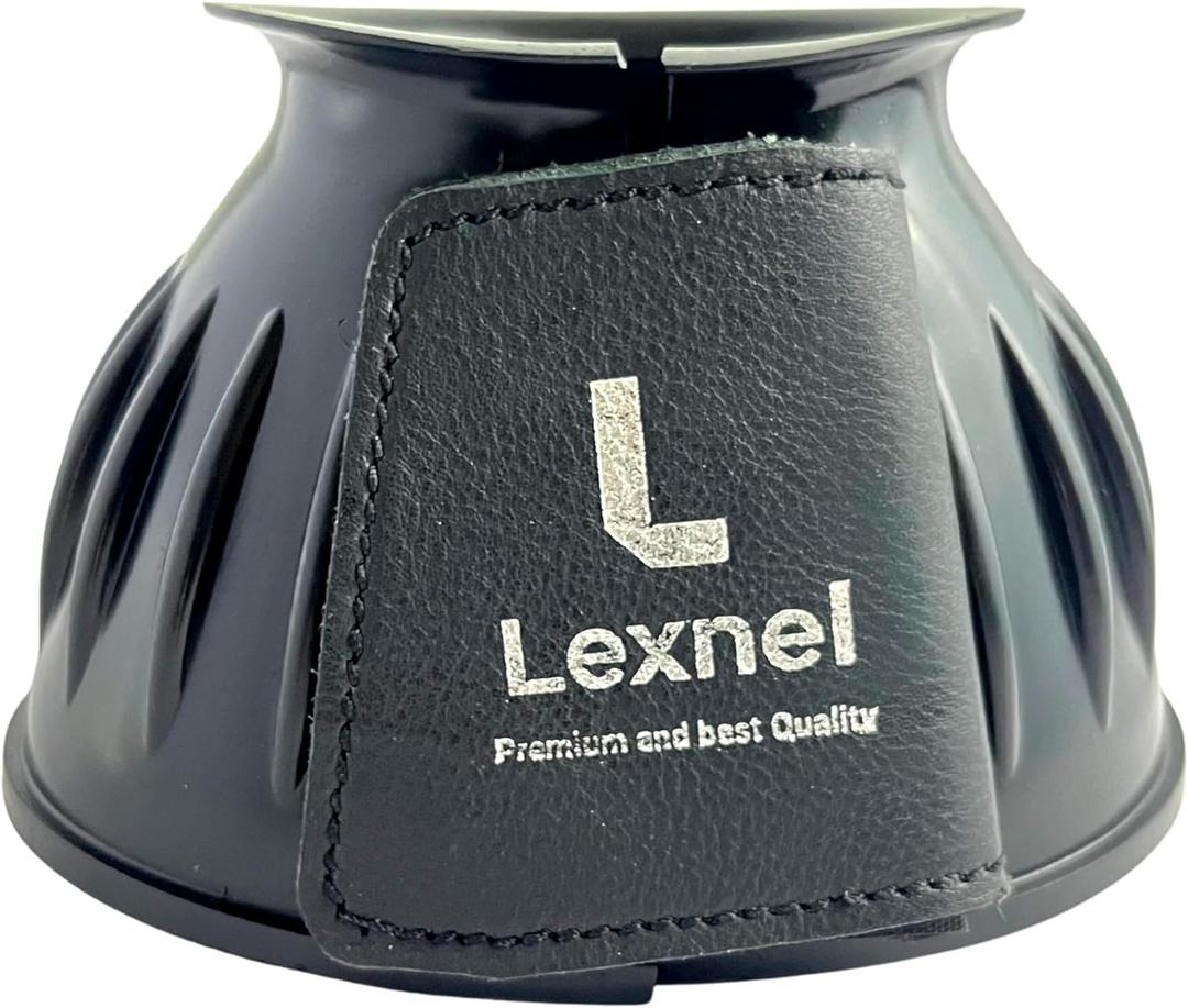 Rubber Horse Bell Boots  Durable Overreach Protection & Secure Hook-and-Loop Closure (L-Black)