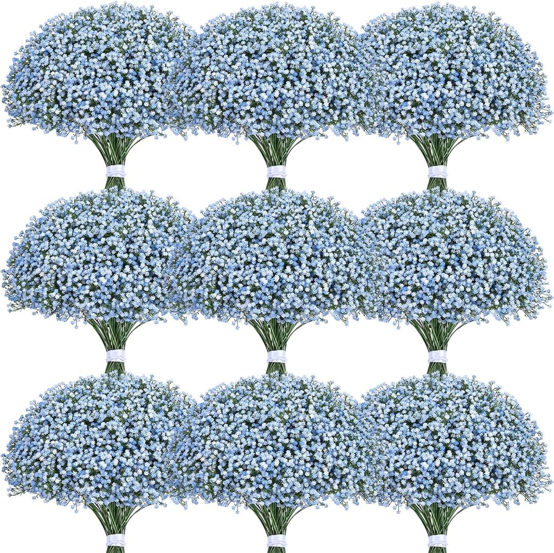 Yastouay Babys Breath Artificial Flowers, 30 Pcs Blue Baby Breath Flowers Artificial Bulk, Real Touch Fake Babys Breath Gypsophila for Wedding Party Bouquet Floral Arrangement Home Decor