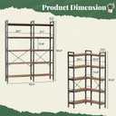 Huuger 5 Tier Bookshelf, L Shaped Corner Bookshelf with 10 Open Shelves, 49.4 Inch Straight Wide Bookcase with Metal Frame and Wooden Board, Adjustable Feet, Rustic Brown