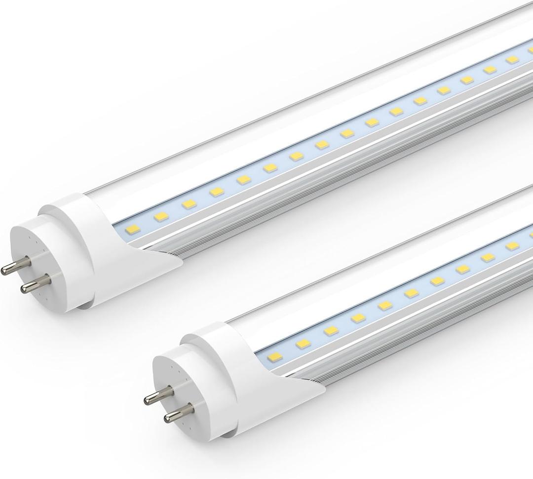 Romwish 2FT LED Tube Light, T8 T12 Type B LED Light Bulb, 10W(24W Equiv.), 5000K Daylight, 1120LM, 24 Inch F20T12 Fluorescent Replacement, Remove Ballast, Double-Ended Power, Clear Cover, 2 Pack