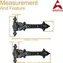 Akatva T Hinge Set - 2 Pieces Gate Hinges for Wooden Fences Heavy Duty - Barn Hinges for Doors - Black Hinges  Hinges for Shed Door - Door Hinges Black Matte - Hinges Outdoor - Fence Strap Hinge Set