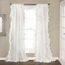 Lush Decor Reyna Ruffle Window Curtain Panel Set, Pair, 54" W x 84" L, White - Flowy Curtain Set - Romantic Ruffle Curtains for Bedroom, Living room, or Dining Room - Farmhouse & Cottage Home Decor