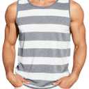 Runcati Mens Workout Tank Tops Sleeveless Striped Muscle Gym T Shirts Grey (L)