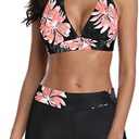 Century Star Women Two Piece Swimsuit Athletic Bathing Suits for Women Ruffled Tummy Control High Waisted Swimsuits. Large