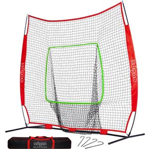 77ft Baseball Softball Practice Net- Portable Baseball Net for Batting, Hitting, Pitching Come with Carry Bag, Training for Players of Any Skill Level - Easy Setup (7FTx7FT, Red)