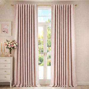 jinchan Pink Chenille Blackout Curtains 96 Inches Long Thermal Insulated Textured Curtains for Living Room Bedroom Luxury Nursery Girls Room Curtain Panels Noise Reducing Sun Blocking Window Drapes