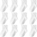 Baby Toddler Girls Socks Grip Ruffle Non Slip Girls Cotton 12 Pack Socks for Kids Cute Ankle 6M-7Years (Frilly White)
