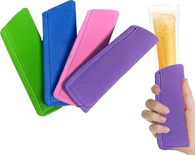 Black Duck Brand Ice Pop Sleeves, 4-Pack Popsicle Holder Bags, Original EVA Freezer Popsicle Covers, 4 Original Colors (4)