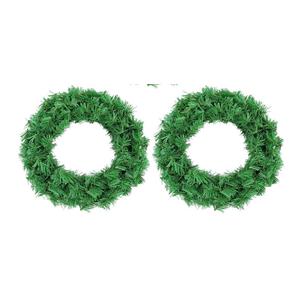 Artificial Christmas Wreath, Green Christmas Wreath，16 Inch Canadian Pine Artificial Christmas Wreath Gifts for Christmas Party Decor, Front Door Wreath, Unlit,(2, Green 16inch)