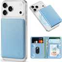 TUCCH for Magsafe Wallet with 6 Card Holders, RFID Blocking Clear ID Window PU Leather Men Women Folio Magnetic Phone Wallet for iPhone 17/16/15/14/13/12/Plus/Air/Pro/Pro Max Series, Pearly Light Blue