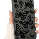 Lovmooful Compatible for iPhone 14 Pro Max Case Cute Cool Big Butterfly Black Design for Girls Women Soft TPU Shockproof Protective Girly for iPhone 14 Pro Max-Big Butterflies