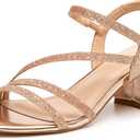 Trary Strappy Heels for Women, Sandals Women Dressy, 2.16 inch Low Block Heels for Women (8, Rose Gold)
