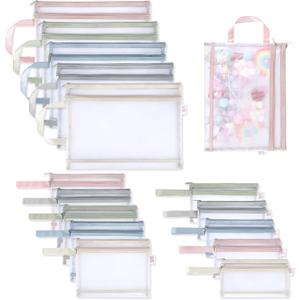 15 Pcs Mesh Organizer Bags, Zipper Bags for Organizing, Double-Layer Nylon Mesh Storage Bags,A4/A5/A6 Puzzle Bags,Zipper Pouch for Home, Office, Travel (Multicolor)