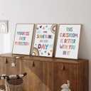 2 x 3pcs Motivational Classroom Posters Wall Art Rainbow Nursery Wall Decor Pictures Children's Affirmation Canvas Prints Paintings Bohemian Kids Room Artwork School Class Decor 810 Inch Unframed (Learn Every Day)