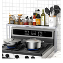 ZDDLOINP Stove Top Shelf,Adjustable 27 to 33 Inch Over the Stove Shelf for Back of Stove Spice Rack for Countertop,4 Level Height Spice Rack Organizer Seasoning Organizer for Kitchen Stove,Silver