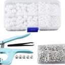 1Set Manual Pearl Setting Machine, Hand Press Machine with Acrylic Pearl Beads Kit, Hand-Beaded Rivet Fixing Machine for DIY Crafts Accessories (White Beads)