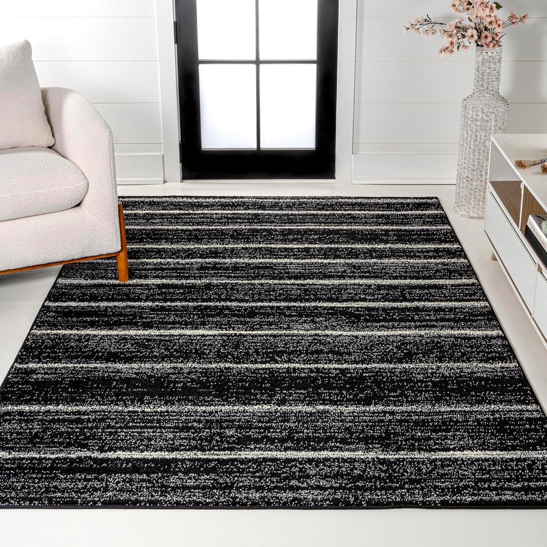 JONATHAN Y Williamsburg Minimalist Stripe Black/Cream Indoor Area Rug, 3x5, Contemporary, Modern, Easy-Cleaning for Living Room, Bedroom, Kitchen, Pet Friendly, Non-Shedding (MOH201F-3)