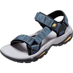 CAMEL CROWN Mens Waterproof Hiking Sandals with Arch Support Open Toe Summer Outdoor Beach Water Comfortable Sport Sandals (9.5, Light Blue Black)