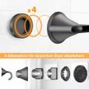 Hair Dryer Holder Wall Mounted with 4-Adsorption, Self Adhesive Blow Dryer Holder for Power Plug, Diffuser and Nozzles Accessories Organizer, Matte Black