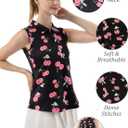 FKEEP Women's Sleeveless Polo Golf Tennis Shirt Tank Tops T-Shirts V-Neck with Collar Quick Dry Workout Athletic (10 Black Cherry)