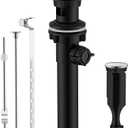 KENES Bathroom Sink Drain Stopper Assembly with Lift Rod, Brushed Nickel Sink Drain with Overflow, Lavatory Pop Up Drain Assembly for Bathroom Vanity Sink, LJ-P701