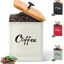 Airtight Coffee Canister-Coffee Container, Airtight 40 oz Large Iron Beige Storage Container for Coffee Grounds, Beans, Pods & More,Coffee Bar Accessories & Gifts