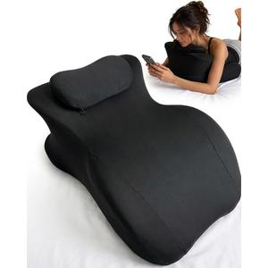 TAFFY'S Wedge Pillow, Firm Foam, Body Pillow for Reading & Relaxing (Black) | Ergonomic Memory Foam - Multi Postions - Support for Neck, Back, Legs - Partner Share or Solo Use
