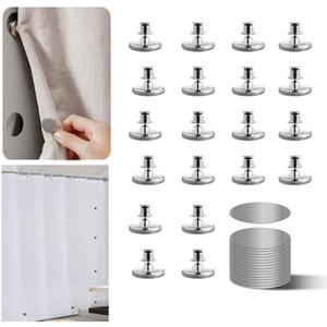 Curtain Magnets Closure, 20 Pcs Magnetic Curtain Clips for Indoor Outdoor Curtains Prevent Light Leaking, Magnetic Shower Curtain Clips for Side of Shower, Pair of 10, Plus Size