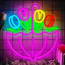 Spring Flower Umbrella Neon Sign Dimmable Tulips Neon Lights April Showers Bring May Flowers Led Sign Easter Wall Art Spring Decorations for Office Classroom