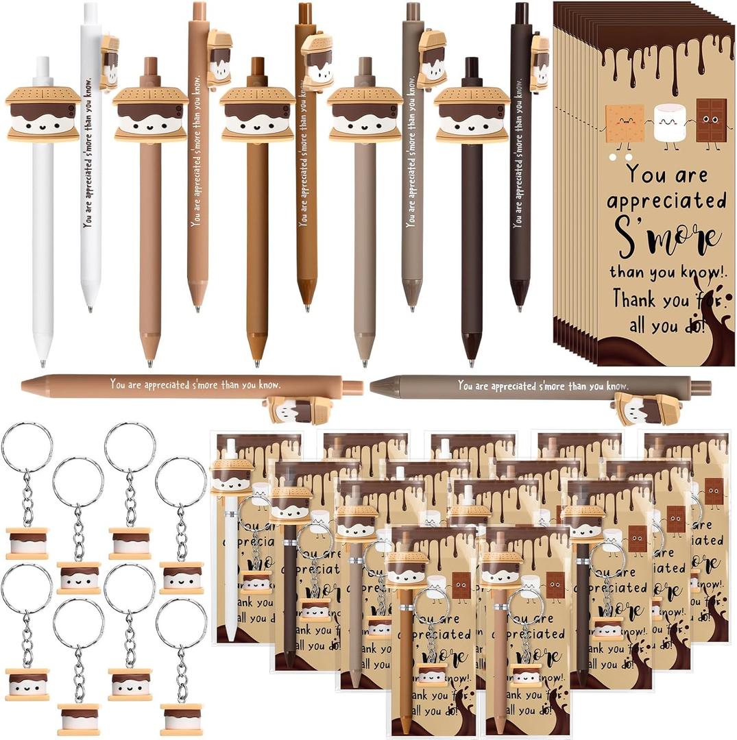 Sayglossy 20 Set Inspirational Gifts S'more Gifts Pens Sets Motivational Marshmallow Ballpoint Pens Keychains Bookmark Office Valentines Gift for Teacher Team Employee Staff Coworker Appreciation