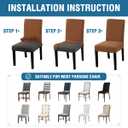 H.VERSAILTEX 100% Waterproof Dining Chair Covers Stretch Chair Covers for Dining Room Set of 6 Parson Chair Slipcovers Chair Protectors Covers Dining, Soft Thick Solid Fleece Fabric Washable, Camel