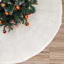 84 Inch Christmas Tree Skirt Extra Large White Vintage Chunky Xmas Knitted Tree Skirt Giant Braided Cable Knit Rustic Farmhouse Xmas Ornaments for Home Merry Christmas Holiday Winter Party Decorations