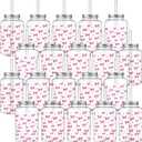 Yetene 20 Pack Pink Bow Cups with Lids and Straws 16 oz Pink Christmas Plastic Bow Tumbler Clear Cups Bulk Drinking Disposable Mugs for Coffee Tea Beverage Jars Girl Party Birthday Wedding Supplies