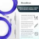 ResOne 2pk 25Ft Oxygen Supply Tubing - Swivel Connectors, Crush Resistant - 360 degree rotation, for Nasal Cannulas, Cannula Nasal Tubing, Oxygen Concentrator - Purple